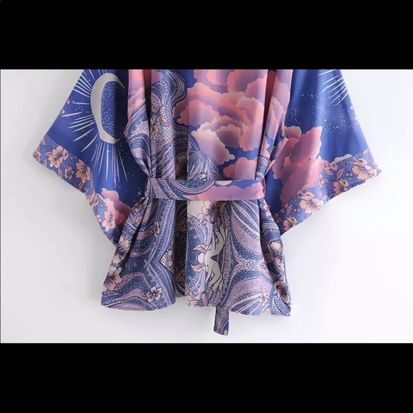 Boho gypsy moon star kimono purple luna robe - Picture 6 of 9